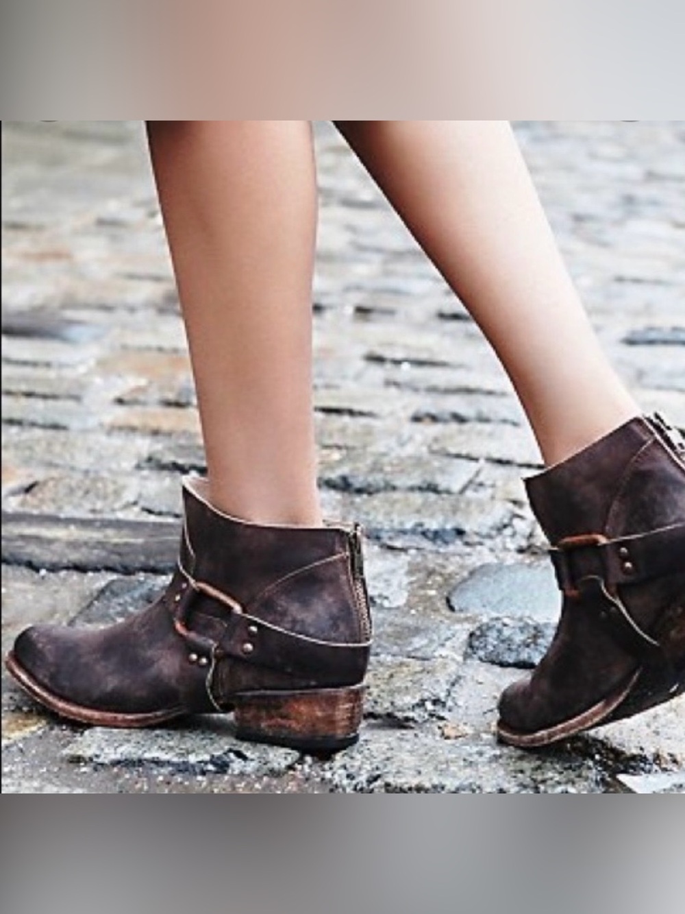 Freebird woman’s  Black/Brown Leather Harness Ankle Boots